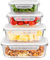 Innoteck Glass Food Containers with Lids Borosilicate Glass Meal Prep Container Set Leakproof Glass Storage Boxes 1.5L Size for Food Storage Kitchen Lunch Freezer Oven Microwave Use Pack of 4