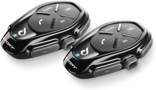 INTERPHONE SPORT HD - Doppio - Interfono da Casco Moto con Auricolari HD Hifi mm 40, 4 motociclisti, Distanza 1Km, Autonomia 20 ore - Standby 1.000 ore, TFT, GPS, Impermeabile, Universale Mod. 2024