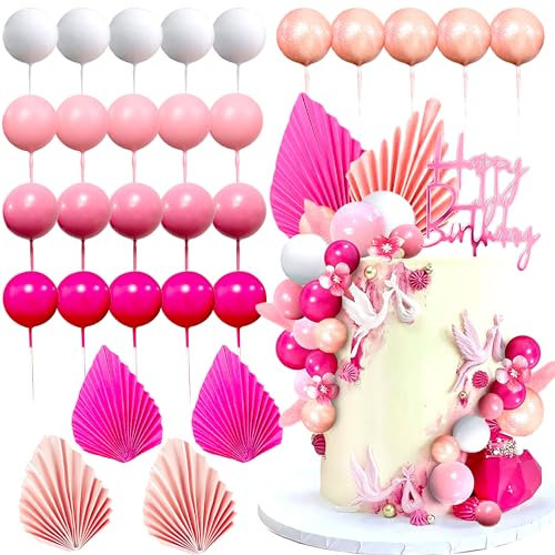 Décorations de gâteau en forme de feuilles de palmier roses pour anniversaire, fête prénatale, mariage, enterrement de vie de jeune fille