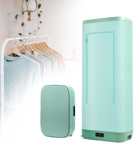 Sèche-Linge Portable, Mini Sèche-Linge Domestique, Conception de Boîte de Rangement, Facile à Transporter, Timing 30-180 Minutes, Circulation d'air Chaud à 360° - Séchoir à Linge de Voyage,Vert