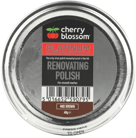 DTD QUALITY MATTERS Cherry Blossom Footwear Renovating Polish, Leather Shoe Care, Restores Faded Leather, Cleans, Conditions, High Shine Finish, 40g (MID BROWN)