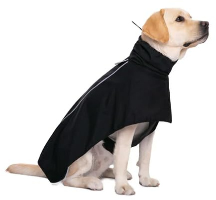 CMZYBBD Imperméable pour Chien à Capuche Veste de Pluie Réfléchissante pour Chien Vêtements à Col Haut pour Chiens de Taille Moyenne et Grande - Noir - XXXL