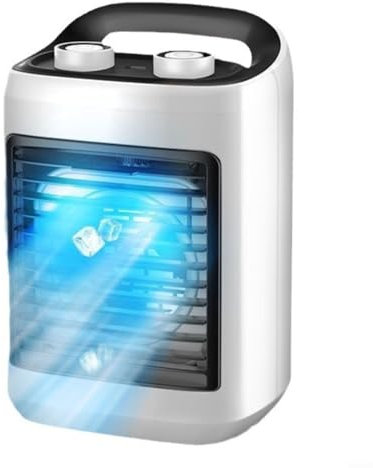 Tragbarer Klimaanlagen-Ventilator, Desktop-Kühler mit 6 Windgeschwindigkeiten, kleiner persönlicher Luftkühler, USB-betrieben für Zuhause, Büro, Schreibtisch, Schlafzimmer, Wohnheim, 180 ml Wassertank