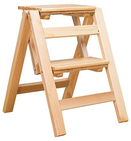 OZBME Escabeau d'intérieur, Chaise escabeau, Portable, en Bois, 2 tabourets, Multifonction, sécurité, escabeau Domestique, Cuisine, Jardin, tabourets pliants, étagère à Fleurs/C (C) (D)