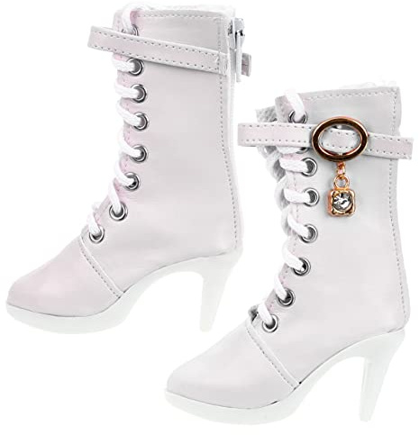YARNOW 1 paio di scarpe con tacco alto per bambole, stivali di moda in miniatura bianco per bambola, accessori per travestimento per ragazze