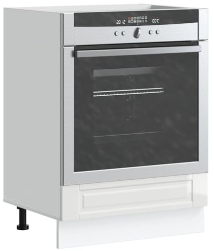QJBSAVVA Herdumbauschrank Porto Hochglanz Weiß 60 x 46 x 81.5 cm Küchenschrank mit verstellbaren Füßen Stauraum für Ofen & Mikrowelle Langlebiges Holzwerkstoff für Küche