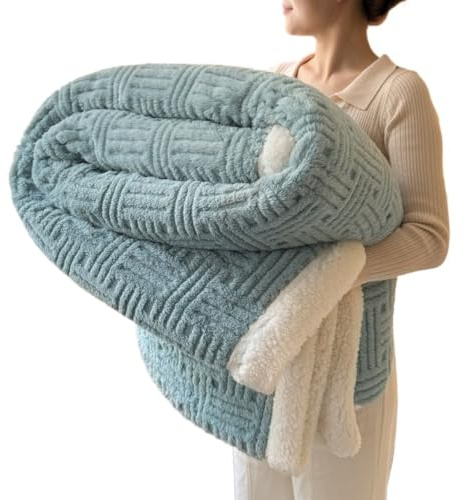 Manta Gruesa para Cama Doble de Invierno - Manta Cálida de Forro Polar de Algodón, Manta Suave y Acogedora para la Cama, Manta Gruesa de Invierno para Clima Frío, Ropa de Cama de Lujo para el Hogar