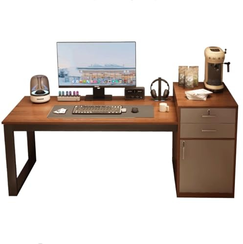 XIGOUZIQU Computertisch Sekretär Holz-Schreibtisch mit Schubladen for Stabilität for Büro, Zuhause(153cm(60.23in))