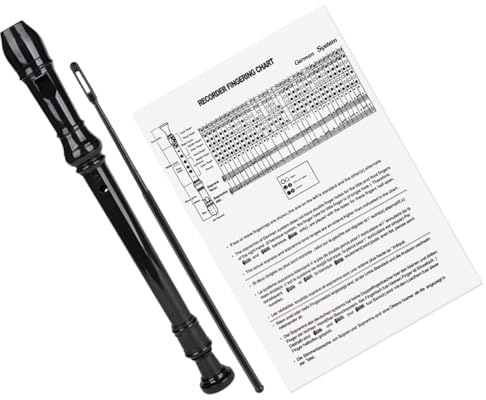 GLEAVI 8-hole G-key Abs Plastic Recorder Flute with Cleaning Rod and English User Guide for Beginner Wind Instrument Players, Black