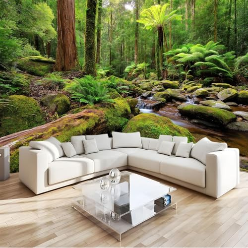 Multicolor Papel Pintado Naturaleza Selva 300 X 210 Cm Bosque Plantas Fotomurale 3D, Fotomurales Pared Tejido No Tejido Murales Fotográfico - Moderno Decoración De Paredes