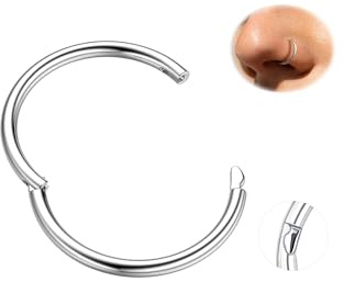 BodyBonita Piercing Nariz Titanio, 16G Aro Para Septum Con Tragus Hombre En Daith Conch Nostril Pendientes Para Helix Pircing Plata 1 Unidad Clicker Hoop Apertura Natural Uso Diario Continuo 7mm