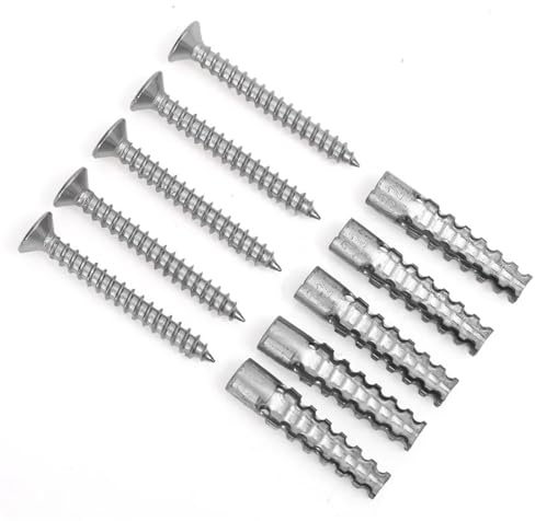 pluggar 10 mm, 100/10 set, tandat expansionsrör av kolstål med skruvar, självgängande metallskruv för betongväggankare (6 mm – 20 uppsättningar)