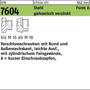 25 Verschlußschrauben mit Bund DIN 7604 Stahl A M22x1,5 verzinkt