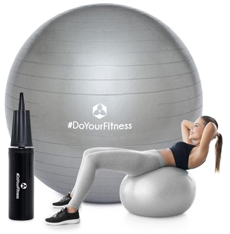 #DoYourFitness Gymnastikball inkl. Ballpumpe | Fitness Sitzball in 55cm bis 85cm | Anti-Burst | Trainingsball Yoga Pilates Gym & Büro | Fitnessball & Balance für Core-Training [Schwangerschaft Ball]