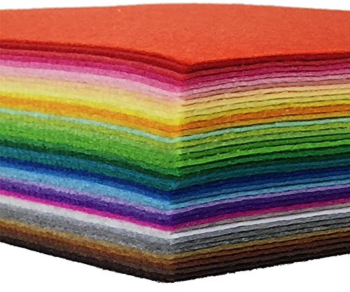flic-flac 42pcs Felt Fabric Sheet DIY Craft Squares Nonwoven 10cm*10cm 1mm Thick (10 X 10 cm)