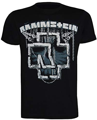 Rammstein Herren T-Shirt In Ketten, Offizielles Band Merchandise Fan Shirt schwarz mit mehrfarbigem Front Print