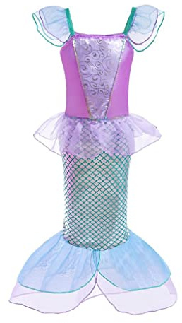 Lito Angels Costume da Principessa Sirena per Bambina, Vestito da Festa di Compleanno, Taglia 7-8 Anni, Viola