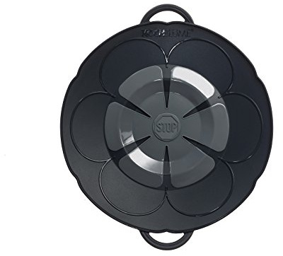 Kochblume S Ø14-18cm | Silikon Überkochschutz | Spritzschutz | Universaldeckel | Premium-Silikon | Hitzbeständig | Spülmaschinenfest | Farbe: anthrazit