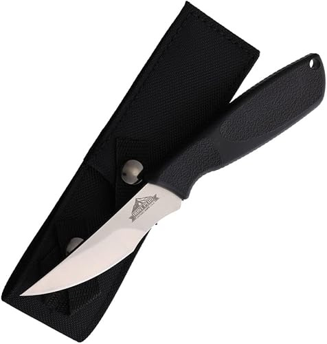 Ontario Knife Company, Hunt Plus Caper Knife, Fixed 4 Satin Plain Blade, Synthetic Rubber Handle, Nylon Sheath, Clam Package