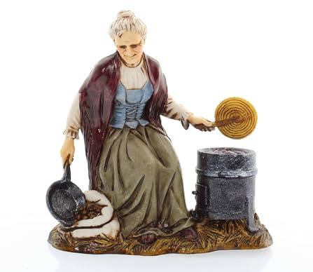 Moranduzzo Vendedora de Castañas para Belén de 12 Cm Escala 1:15 - Figuras de Belén Indestructibles - Estilo 700', Pintura Acabada a Mano, Producto Oficial, Escultor M. Landi