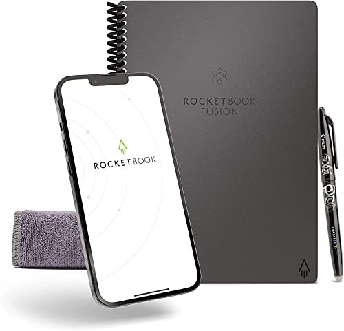 Rocketbook Fusion Planner & Notebook: Wiederverwendbarer intelligenter Planer & Notizbuch | Steigern Sie Ihre Produktivität mit einem digital verbundenen Notizbuchplaner | 7 Seitentypen,