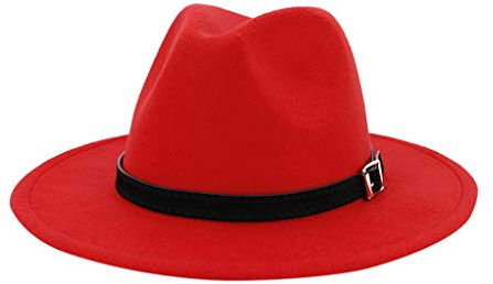 Zylione Fedora-Hut für Herren und Damen, Baumwollfilz, Fedora-Hut, großes Kostüm, Zubehör für Herren, Panama-Kappe, knautschbar, für Reisen, B-Rot, Einheitsgröße