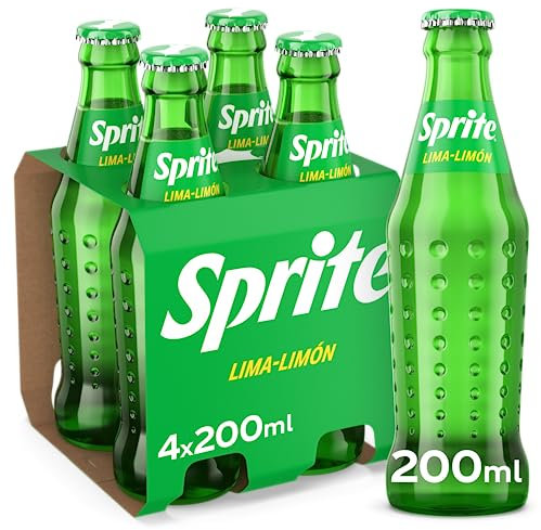 Sprite Lima Limón, Refresco Bajo en Calorías - Pack de 4 Botellas de Vidrio de 200 ml