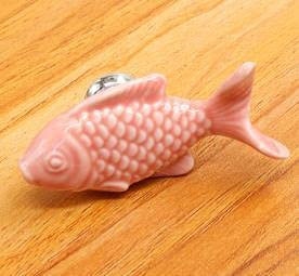 30x63MM Farbige Fischförmige Keramikknöpfe Porzellan KNOPF für Kinder / Kinder Schränke Schrankknöpfe-Rosa