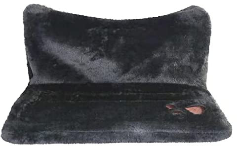HMWD Cat Radiator bed-Kitten Pet Animal Hanging Luxury Soft Faux Fur Warm Radiator Bed, Comfortable Washable Fleece Cover & Foldable Durable Metal Frame (Black)