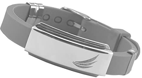 Premium Energy Ionen Silikon Bionic TRX Magnetarmband 3 Wings sportlich Unisex gravierbar poliert Größe S - XL Magnetschmuck 4 You # 606 silbergrau