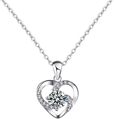 FPEAOB Kette Herz Damen Halskette 925 Sterling Silber Anhänger Herzkette Silberkette Damen Schmuck Zirkonia Valentinstag Geburtstags Weihnachten Geschenk für Damen