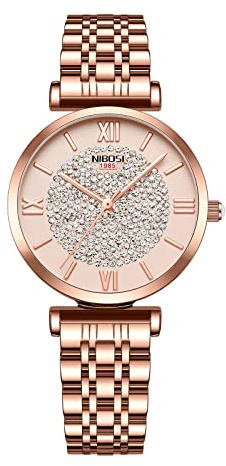 NIBOSI Women's Watch Analog Quartz,Silver Gold Rose,Waterproof Stainless Steel