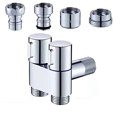 Milageto Kupfer G1/2 Gewinde Füllventil Wasserdurchfluss, 3 Durchgangs Winkel Absperrventil für Becken Kalt, Warmwasser Badewanne, Toilette, Küche, mit 3 Auslauf