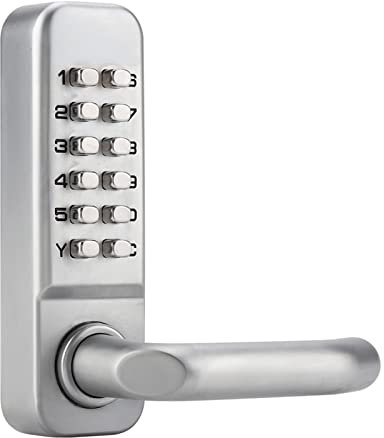 Serrure a code, Serrure de porte étanche sans clé, digicode porte, Alliage de zinc poignée à code Serrure mécanique à code 1-11 chiffres pour porte de 30-60 mm d'épaisseur, poignée de porte avec code
