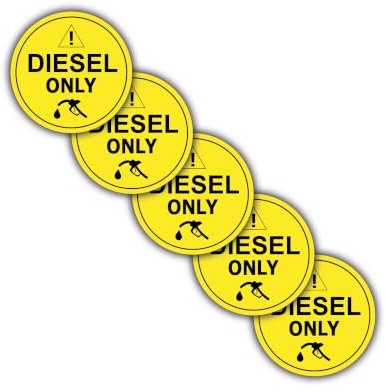 5 Stück Nur Diesel betanken Aufkleber Ø 9,5 cm Tankdeckel Sticker tanken Tankaufkleber Hinweiszeichen mit UV Schutz für Außen-und Innenbereich