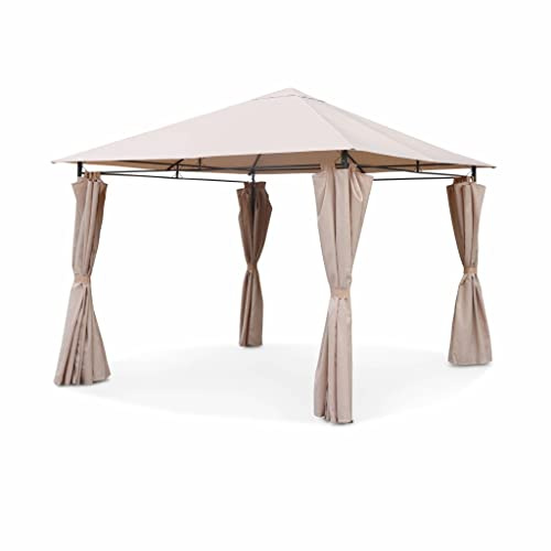 sweeek-Gazebo de jardín con Cortinas 3x3m Beige - 299x299x262 cm
