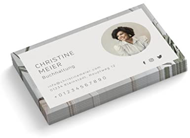 Visitenkarten personalisiert | mit Foto | Buchhaltung | 1-seitig | Querformat | Menge + Papier zur Auswahl | selbst gestalten | hochwertiger Druck | 350 g Qualitätsdruck | Designer (250 Stück)