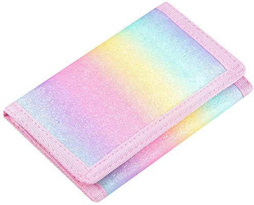 Lamiza RFID Kids Wallet for Girls & Toddlers - Cute & Glittery Rainbow Design with Coin Pocket & Magic Sticker