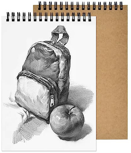 Cozlly 2 Stück Skizzenbuch A4, 160GSM Spiralgebundenes Leerseite Skizzenbuch, A4 Zeichenblock Hardcover, 60 Seite Künstler Skizzenblock, Zeichenpapier, Kraft Cover Zeichenbuch für Erwachsene Kinder