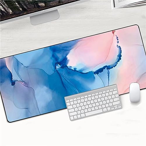 TengYuer Gaming Mauspad Rosa Marmor, XXL Gaming Mauspads 39,4x19,7x0,12 Zoll Verlängertes Großes Mauspad Schreibtischauflage, rutschfeste Gummibasis Einfach Zu Reinigen für Gamer/Desktop/Büro/Zuhause
