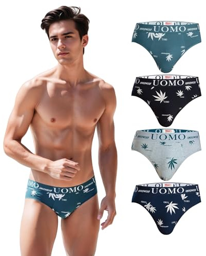 sous-vêtements pour Hommes en Coton de qualité supérieure, Lot de 4 Slips Multicolores à Grande Taille et à l'avant en Y Ultra Doux