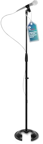 ProMaster Round Base Microphone Stand - Portable, Universal and Adjustable, Performance and Studio-Quality Metal Micr Mount Floor Stand with Compact Round Base - Black