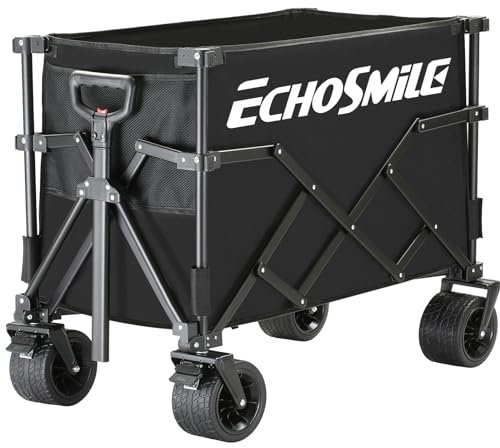 EchoSmile XXXXL - Chariot de Plage Pliable 240L 220 kg - avec Grandes Roues Tout-Terrain - Chariots de Transport Portable avec Frein - Chariot de Camping Pliable pour l'extérieur