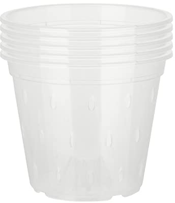 5 Pack Clear Orchid Pots with Holes and Saucers, 5/6/7 Inch Orchid Planter Pot for Repotting,Clear Plastic Plant Pot,Plastic Flower Nursery Pots for Indoor Outdoor Plants Herbs(17.2cm,with tray)