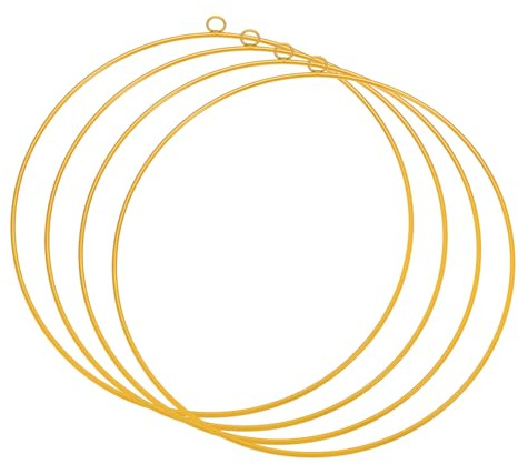 PATIKIL Anello Floreale in Metallo da 12 Pollici, 4 Pezzi di Anelli Circolari per Sogni Cattura Forniture per Decorazioni di Matrimoni Fai da Te, Appendiabiti per Parete Macramè, Tono Oro