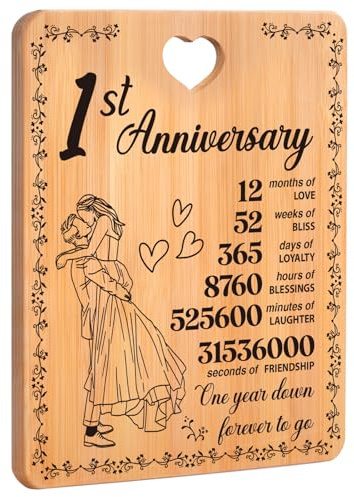 1st Wedding Anniversary Unique Gifts, First Anniversary Bamboo Gift, 1 Year Anniversary Wooden Gifts for Boyfriend Girlfriend, 1st Anniversary Romantic Gifts for Him Her, Cutting Board