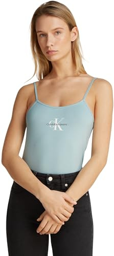 Calvin Klein Canotte Donna Strappy Tank Top Slim Fit, Turchese (Cloud Blue), L