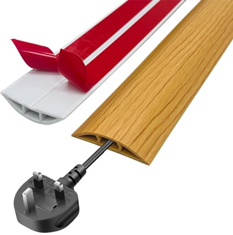 GELINTONG Flexibler Fussboden Kabelkanal Selbstklebend, PVC Boden Kabelabdeckung, Kabelbrücke, Kabelschutz, Kabelschacht, Kabel Verstecken für alle Netzkabel in Haushalt, Büro, Schule (3 Meter)