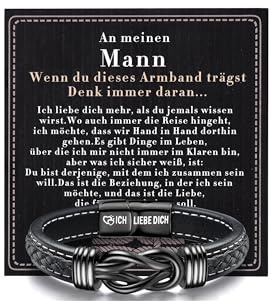 YADOCA Armband Männer Ich Liebe Dich Geschenke für Herren Lederarmband Geschenk Ehemann Weihnachten Geschenk für Freund Jahrestag Geschenk für Ihn Hochzeitstag Geschenke für Männer zum Valentinstag