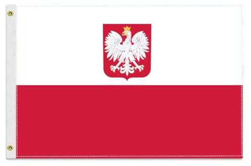 Bandera de Polonia de 30 x 45 cm, pequeña pancarta polaca 150D para exteriores, decoración de impresión de capas diminutas para barco náutico Ensign Barco Yate con ojal de latón